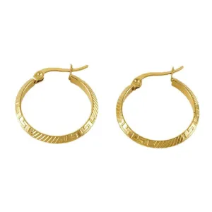 Gold-Plated Greek Pattern Hoop Earrings – Elegant and Durable