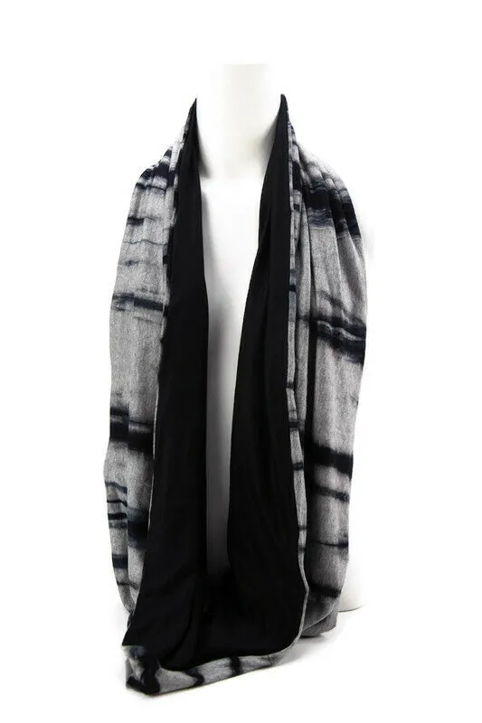 Gray and Navy Blue Tie Dye Reversible Infinity Scarf