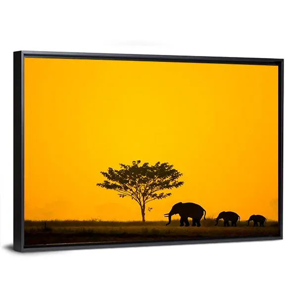 Group Of Elephant  Thailand Canvas Wall Art