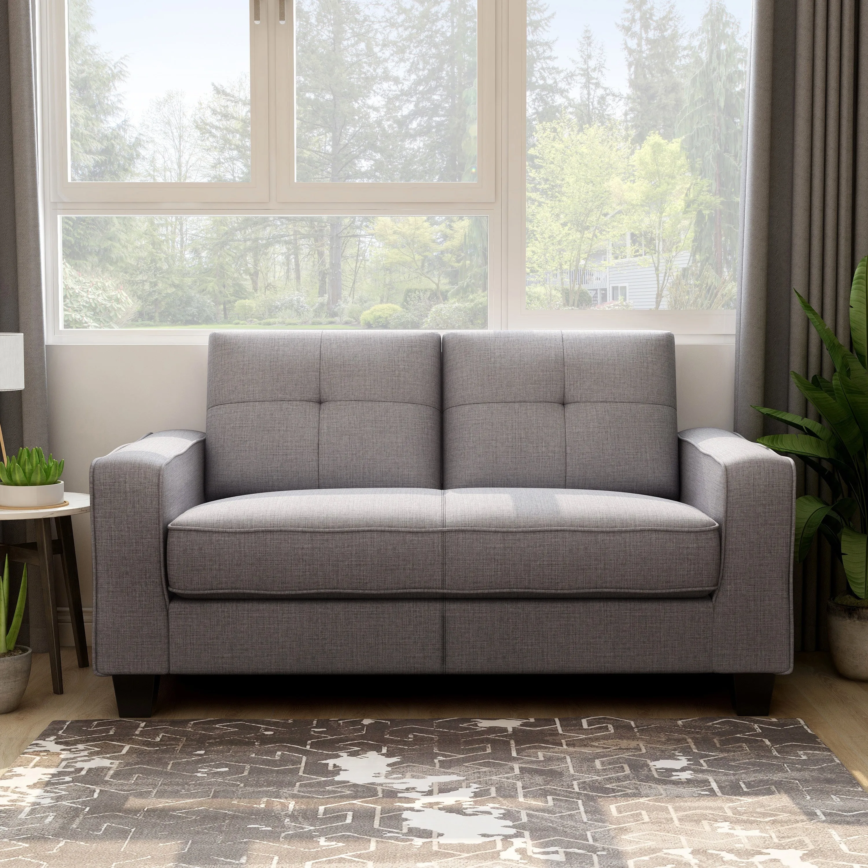 Hodgen Contemporary Gray Blind-tufted Loveseat