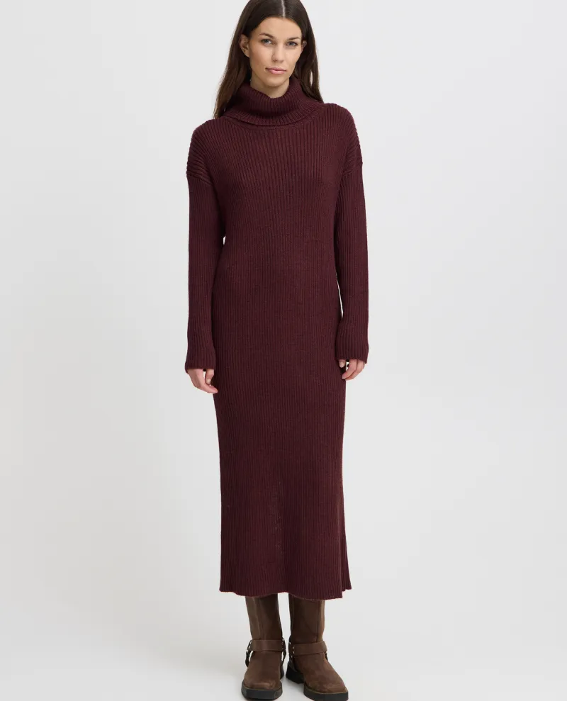 Ichi Andosa Port Royale Burgundy Knit Dress