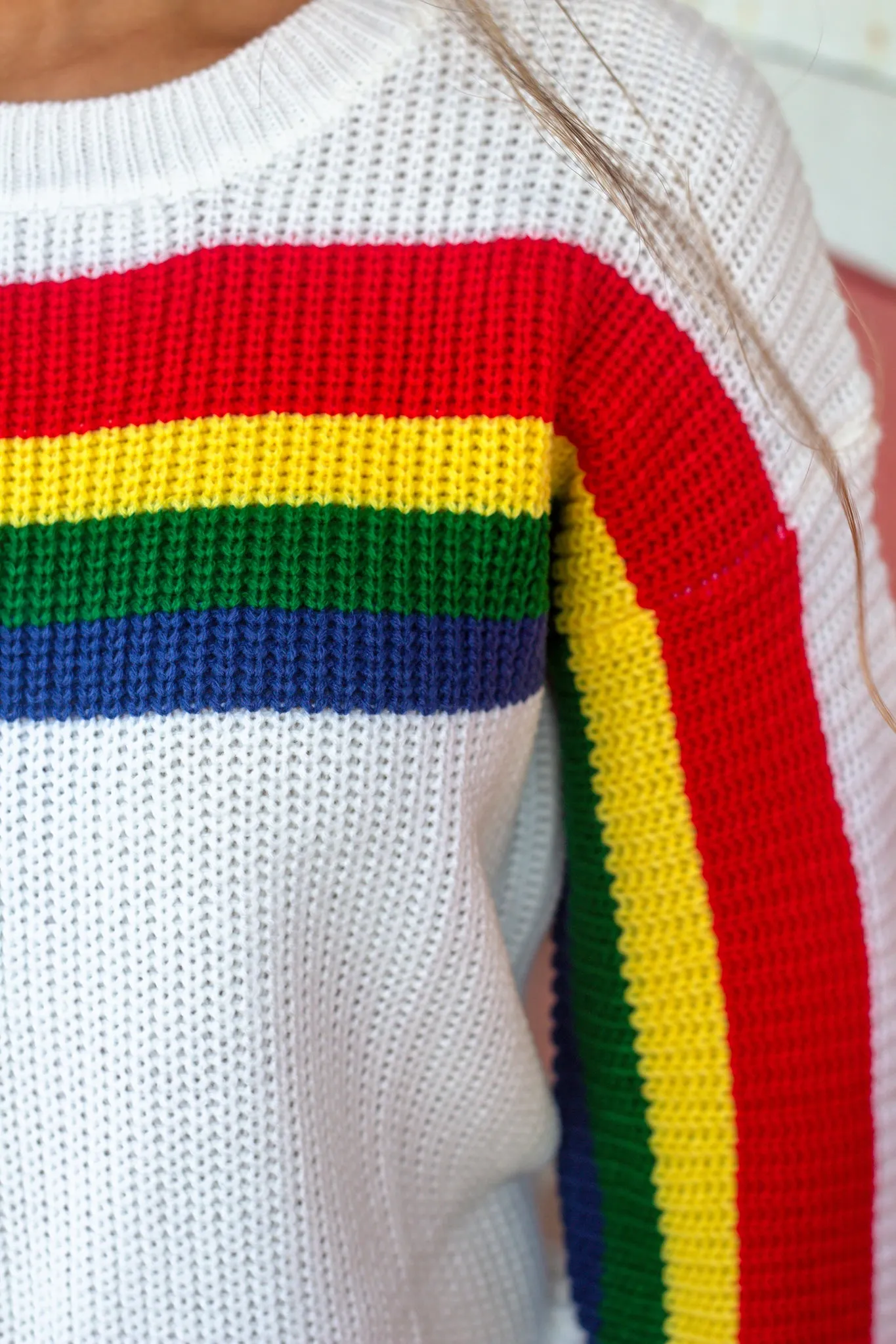 Ivory Rainbow Knit Sweater