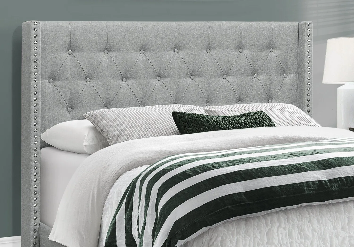 Keystone Linen-Look Queen Bed - Grey