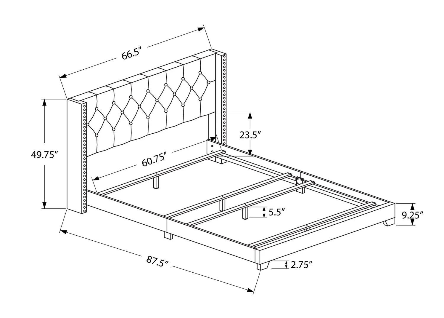 Keystone Linen-Look Queen Bed - Grey