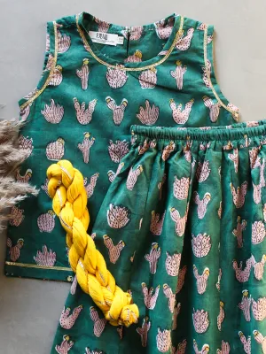 KIDS CHANIYA CHOLI  GREEN CACTI