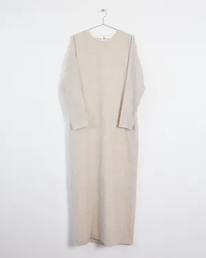 La Collection 'abelun' wool & linen long sleeved maxidress, oatmeal, 14