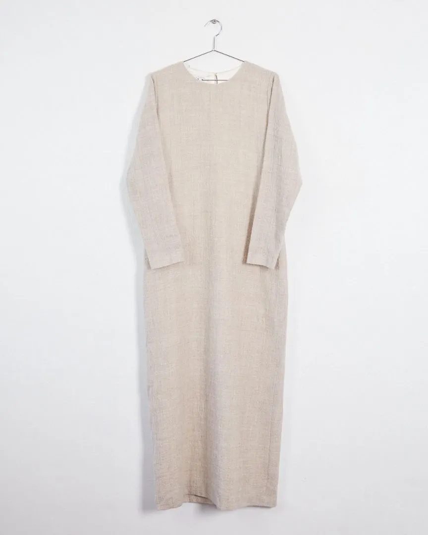 La Collection 'abelun' wool & linen long sleeved maxidress, oatmeal, 14