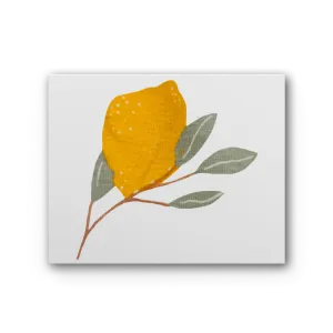 Lemon and Leaves Premium Stretched Canvas