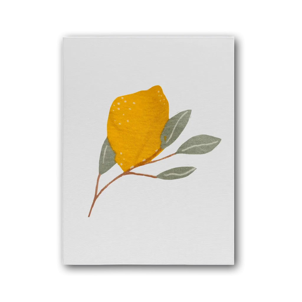 Lemon and Leaves Premium Stretched Canvas