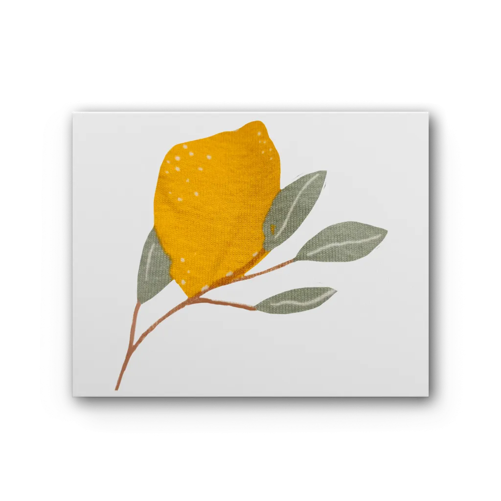 Lemon and Leaves Premium Stretched Canvas