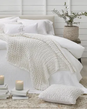 Manchester Cotton-Knit Throw Off-White