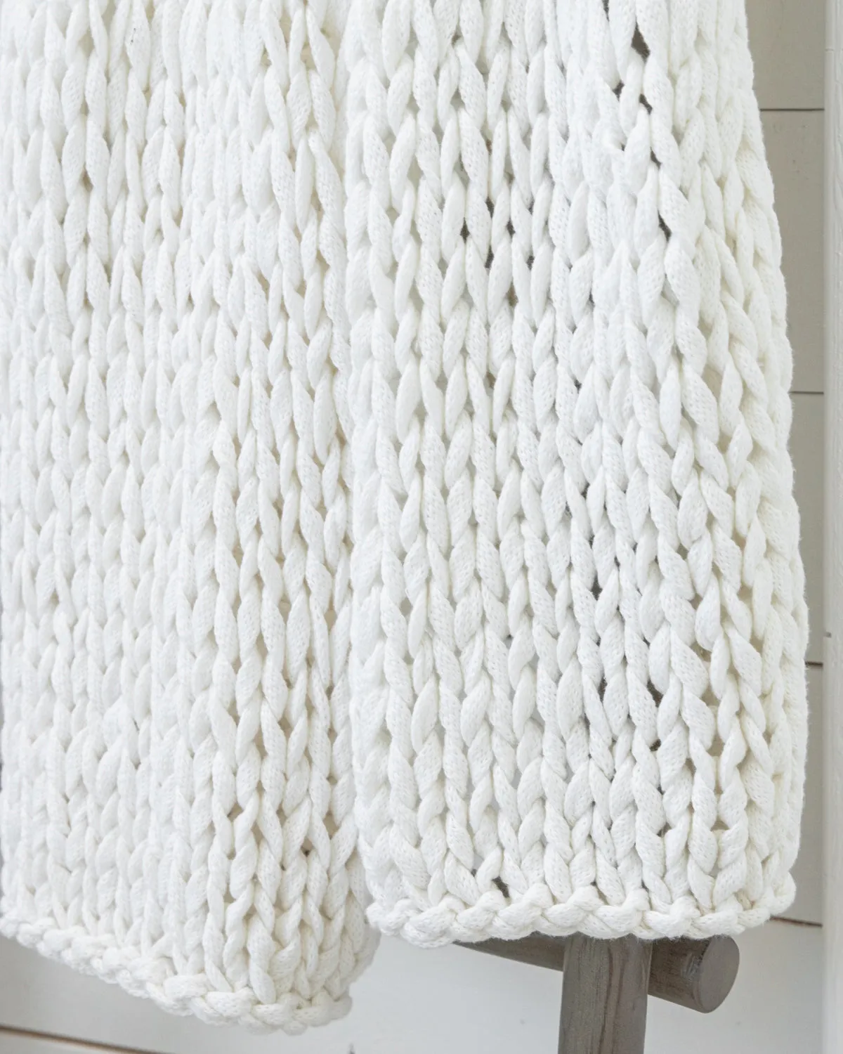 Manchester Cotton-Knit Throw Off-White