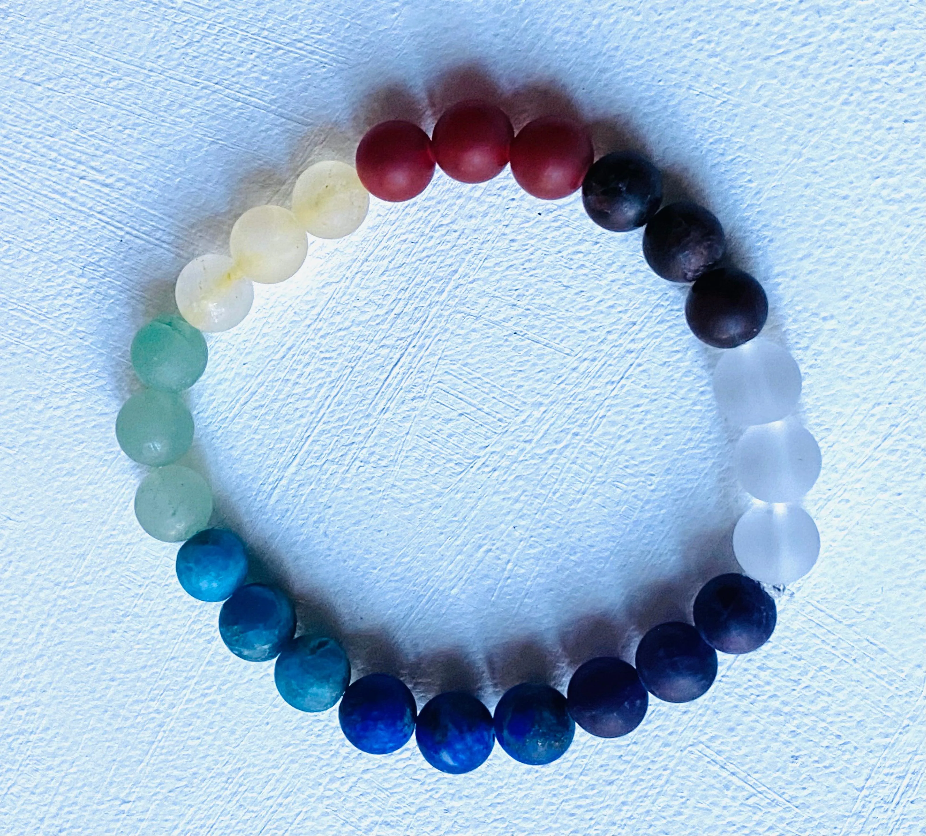 Matte Genuine Gemstone Chakra Stretch Bracelets, Chakra Stretch Bracelets