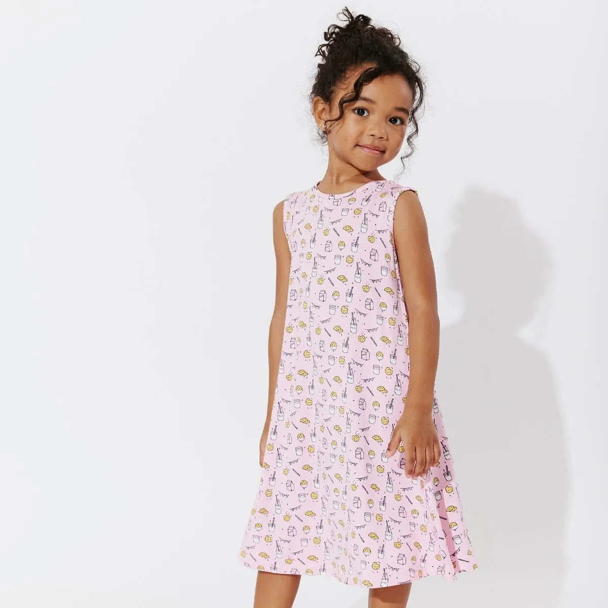 Milk & Cookies Pink Bamboo Girls' Sleeveless Dress