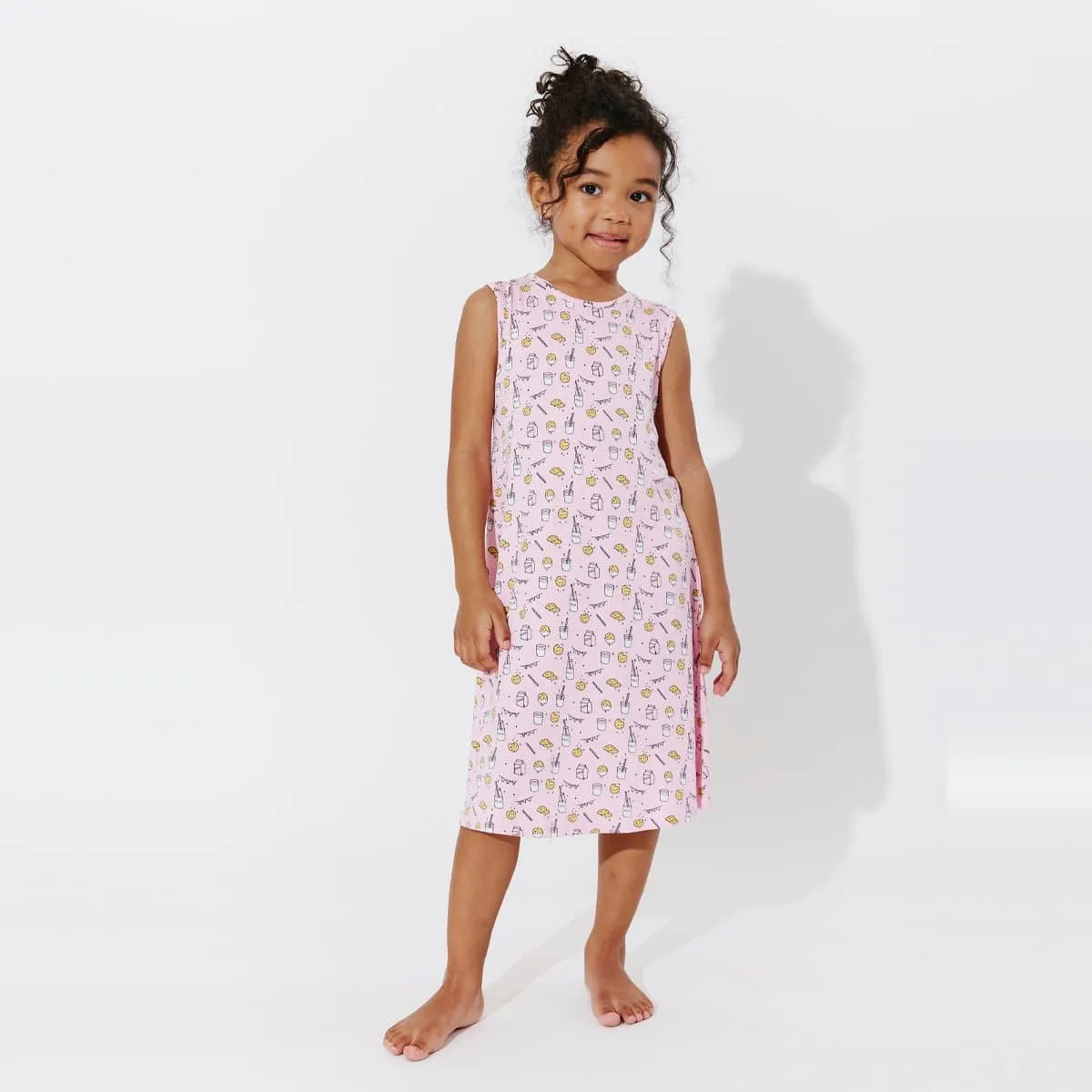 Milk & Cookies Pink Bamboo Girls' Sleeveless Dress