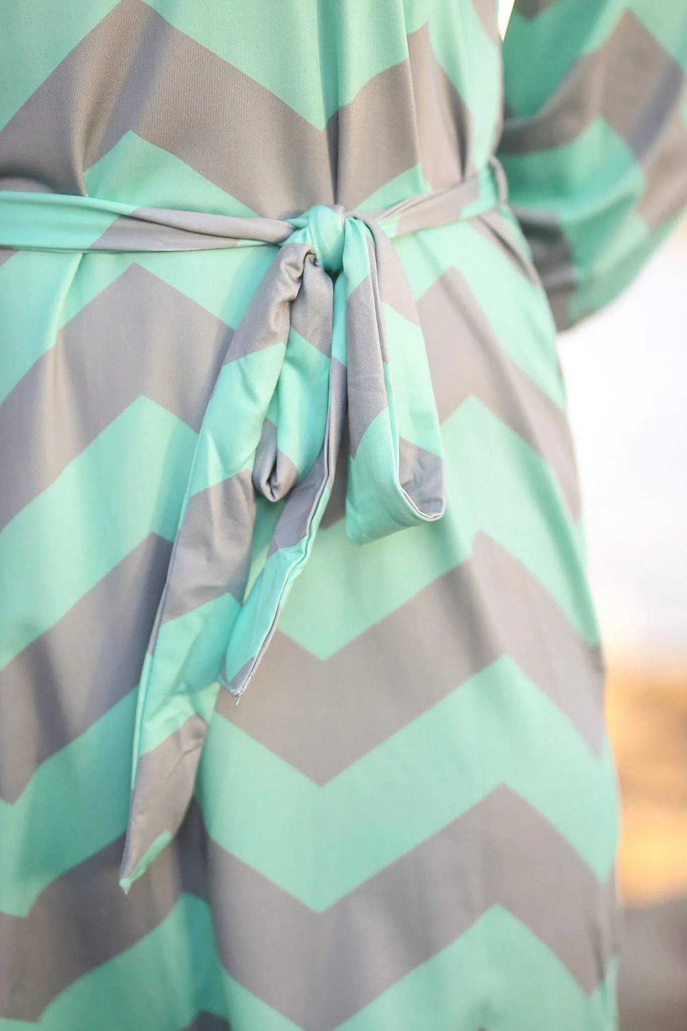 Mint And Gray Chevron Dress