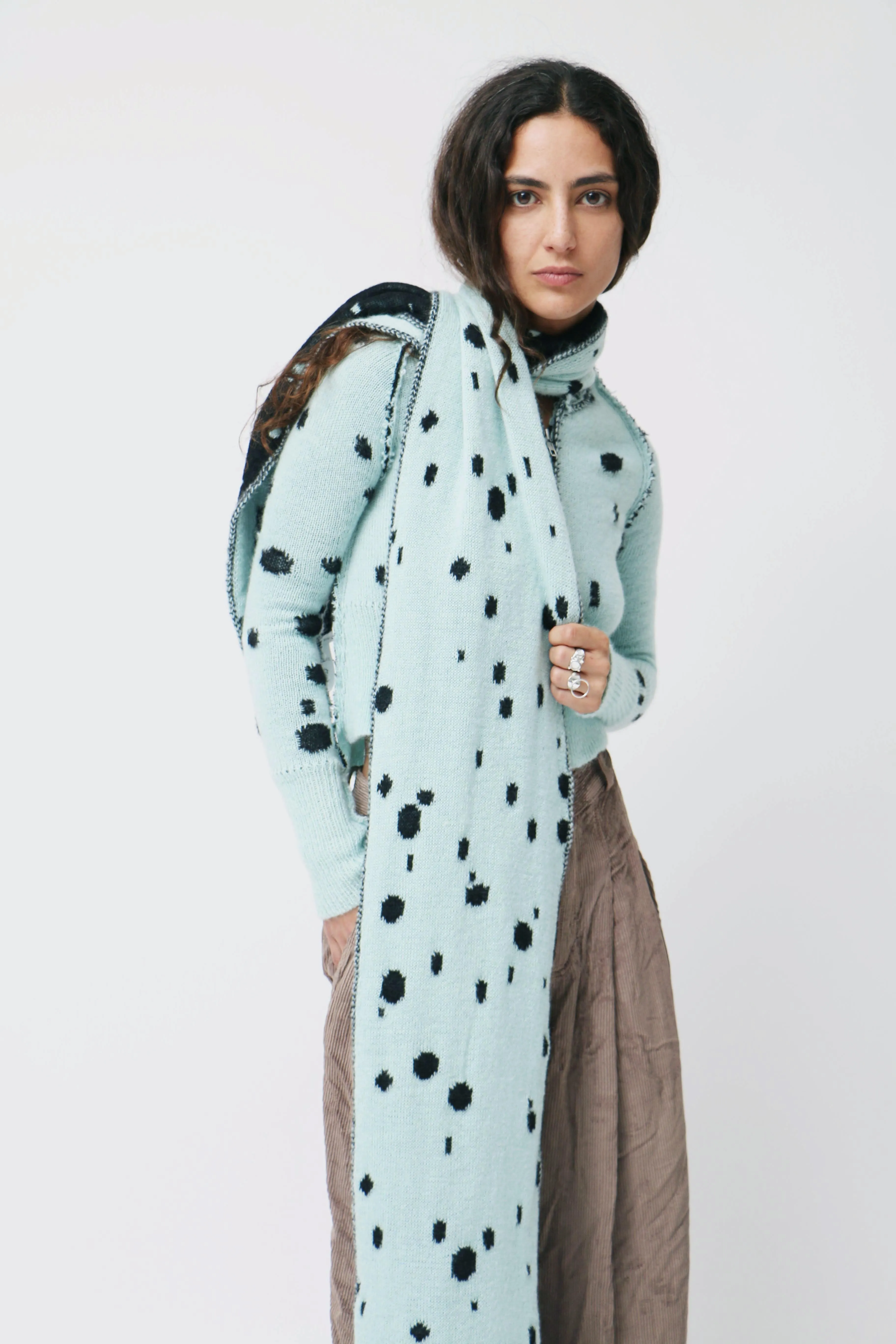 Mint Dalmatian Mohair Scarf