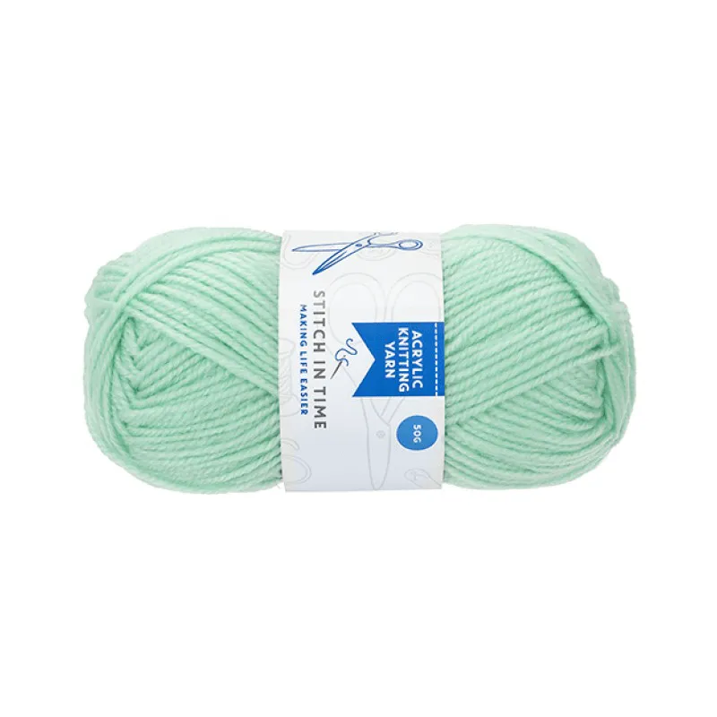 Mint Green Acrylic Knitting Yarn - 50g