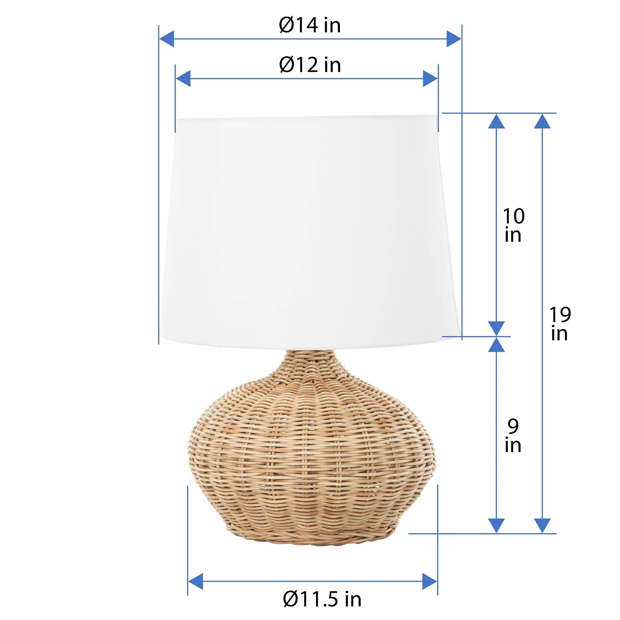 Modern Wicker Base Table Lamp with White Shade - Stylish Home Lighting