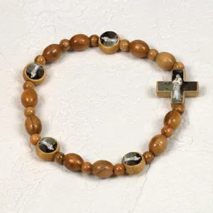 Mother and Child L'Innocence - Olive Wood Saint Stretch Bracelet - Pack of 6