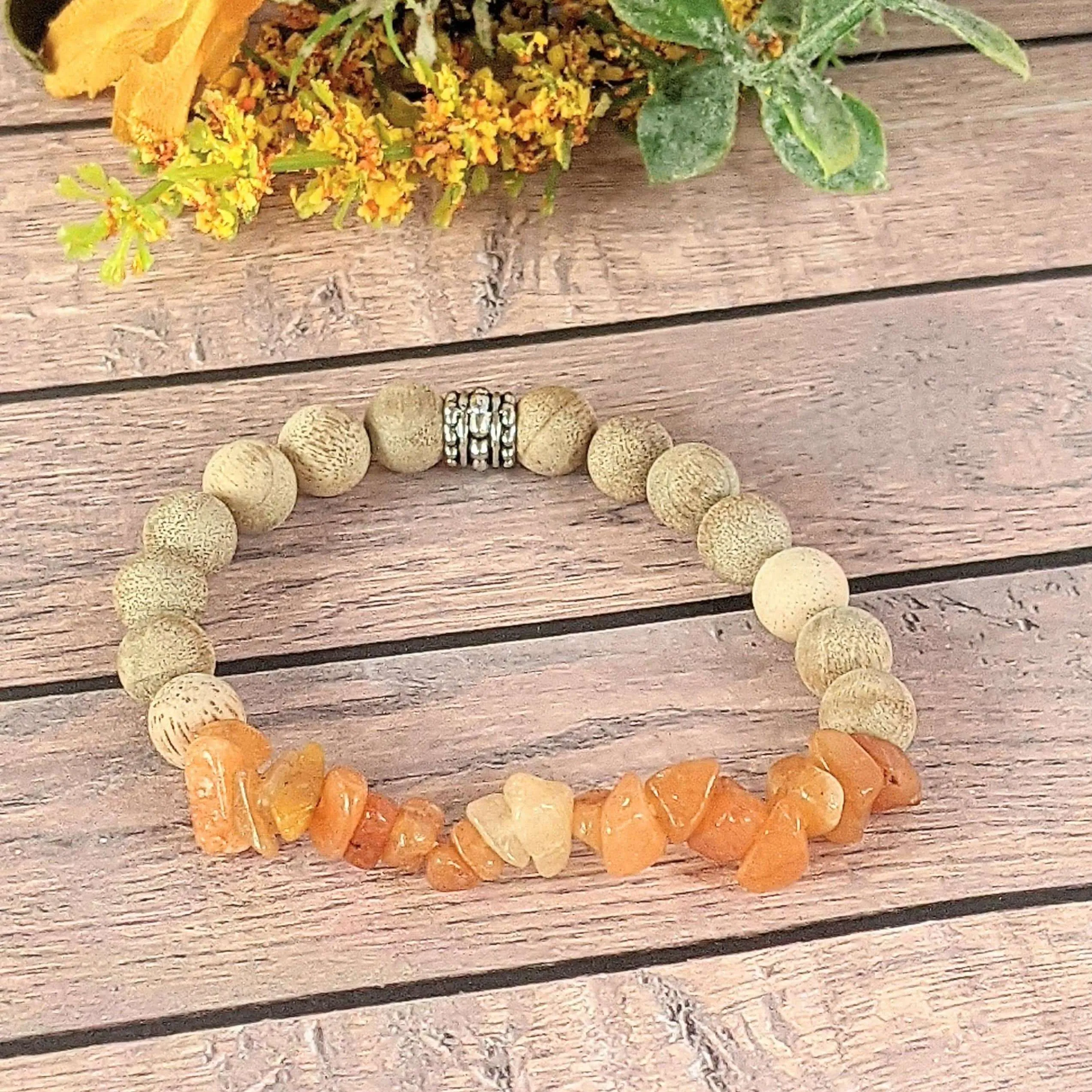 Natural Red Adventurine Gemstone Chip Diffuser Bracelet- Luck & Prosperity Bracelet