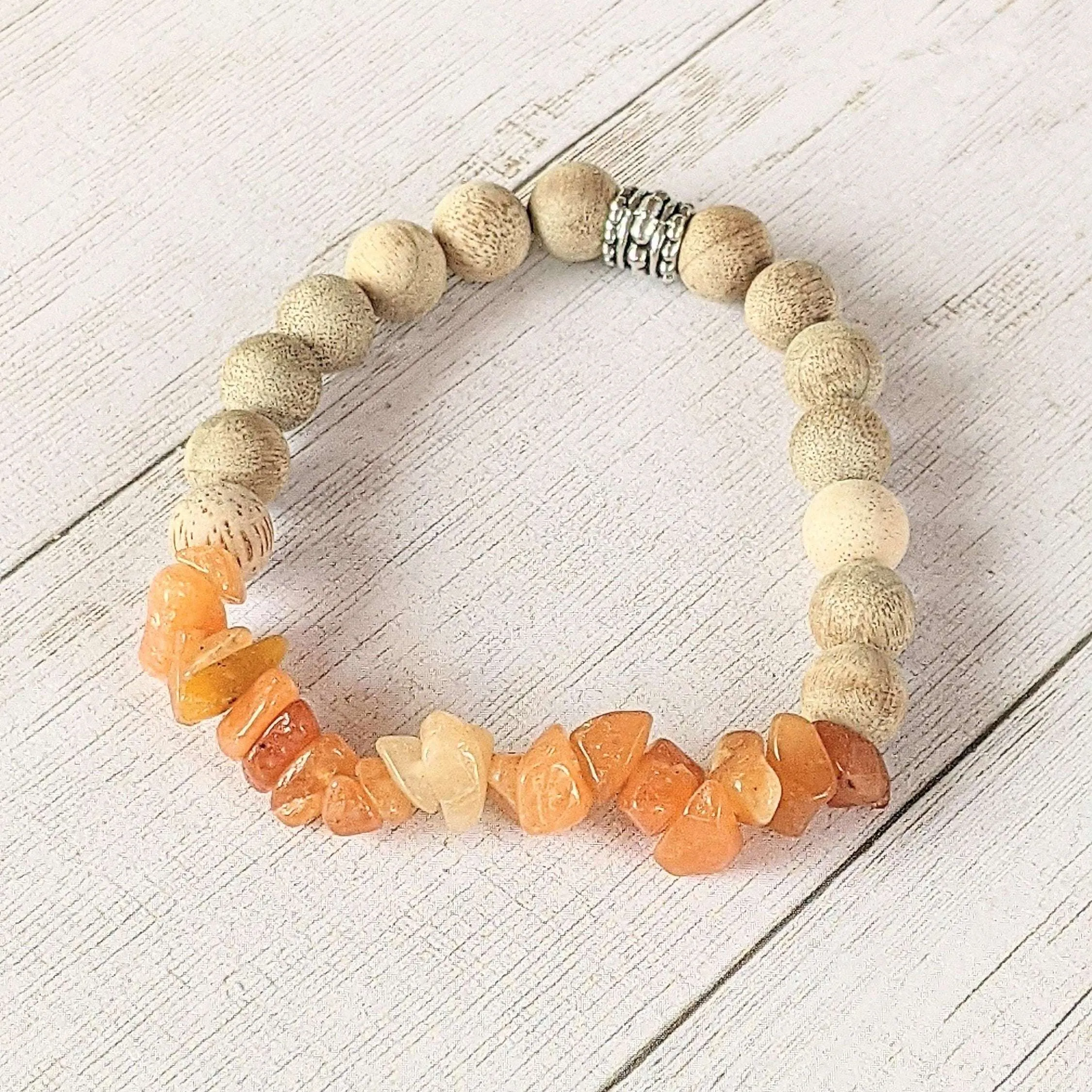 Natural Red Adventurine Gemstone Chip Diffuser Bracelet- Luck & Prosperity Bracelet