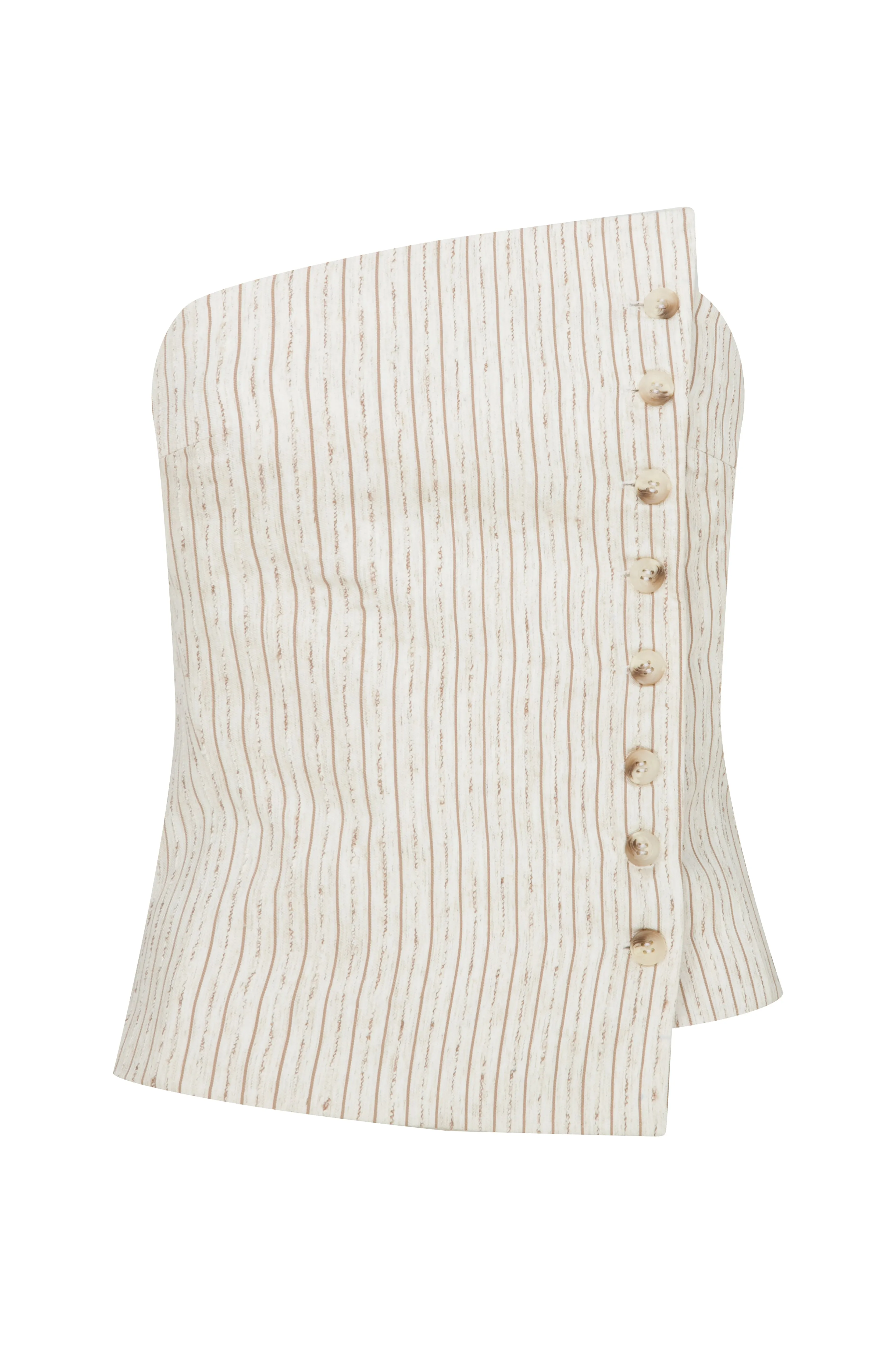 Odyle Striped Linen Bustier in Walnut