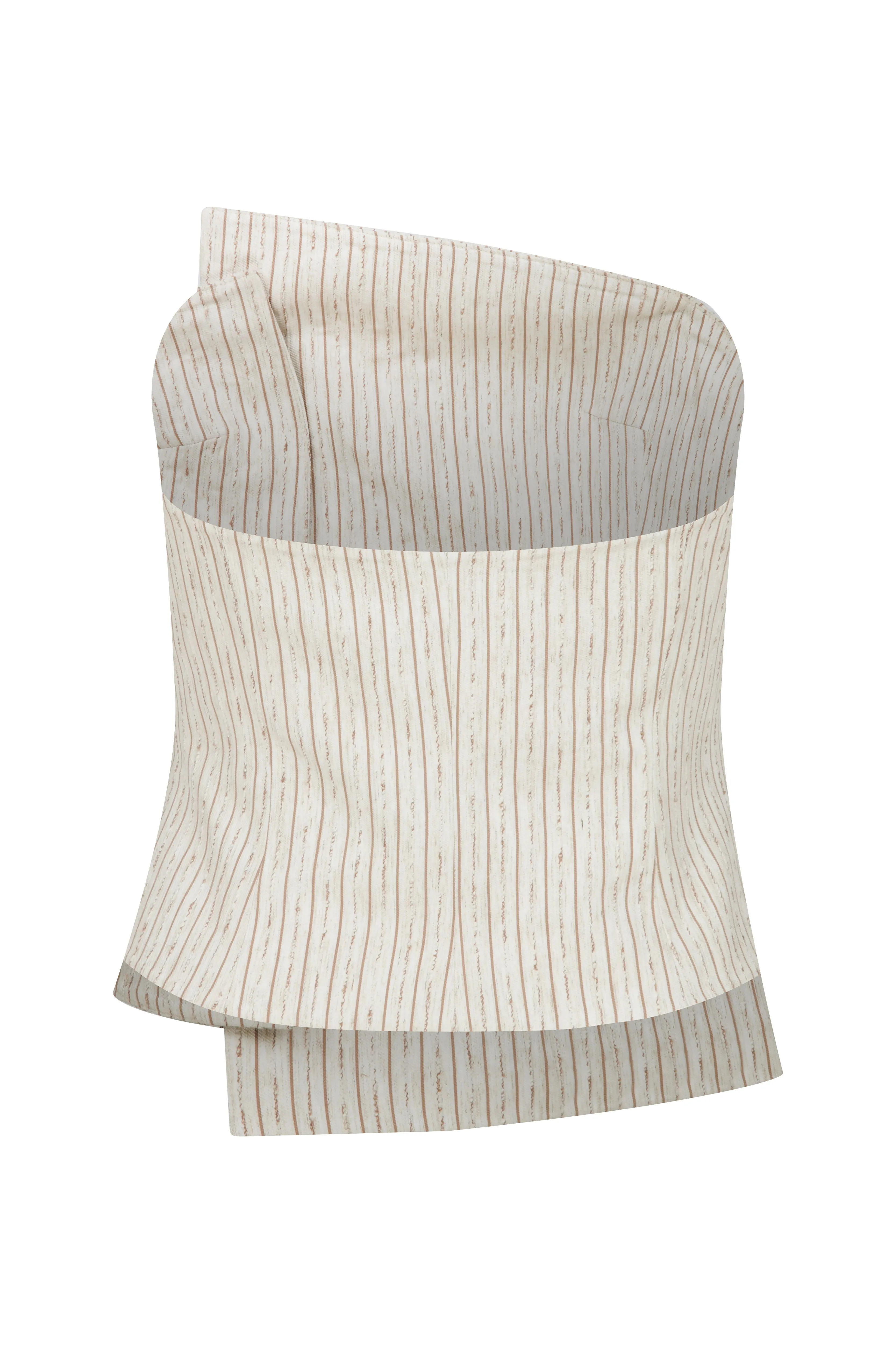 Odyle Striped Linen Bustier in Walnut