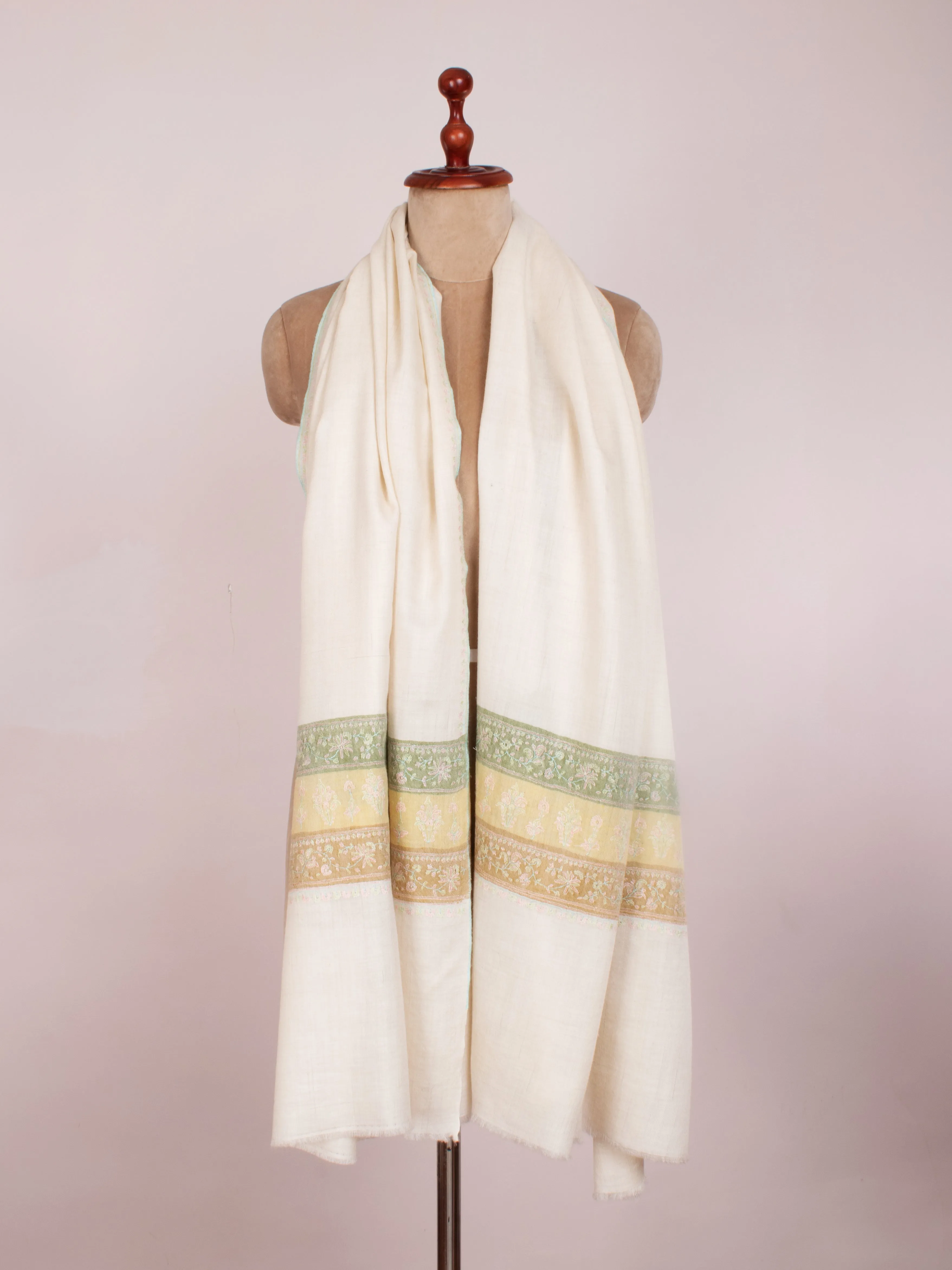 Pastel White Palladar Pretty Pashmina Shawl