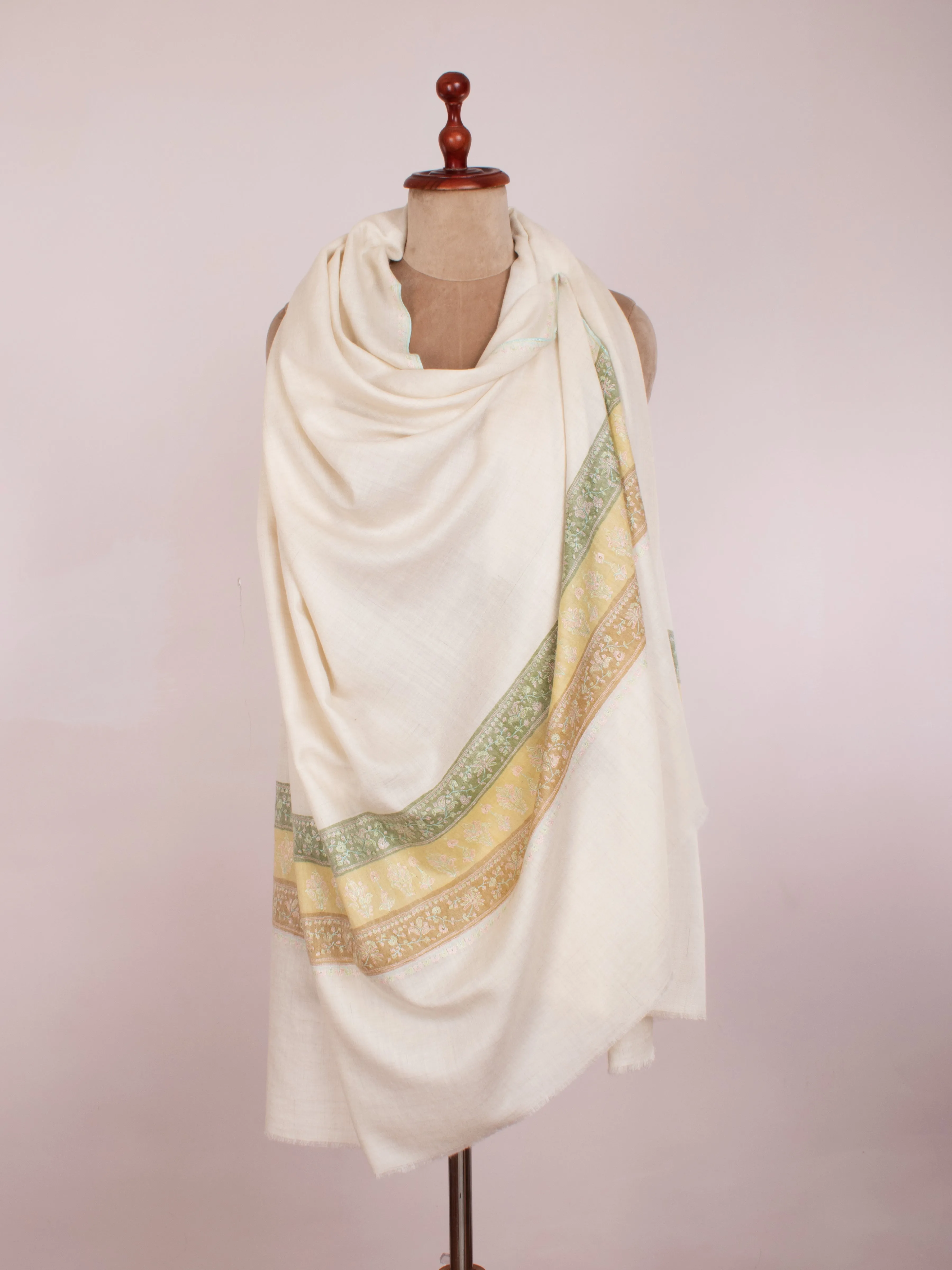 Pastel White Palladar Pretty Pashmina Shawl