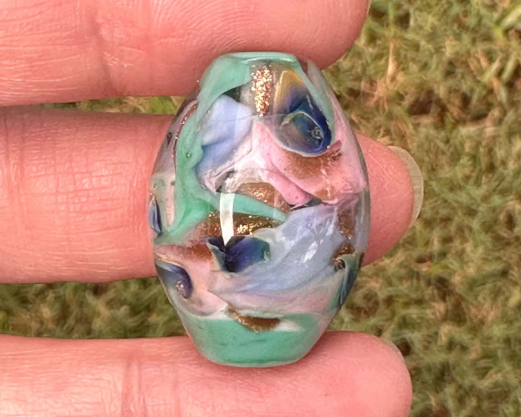 Peacock Green Lampwork Focal Bead