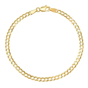 Real 14k Gold Unisex 7" 3mm Miami Cuban Curb Chain Bracelet