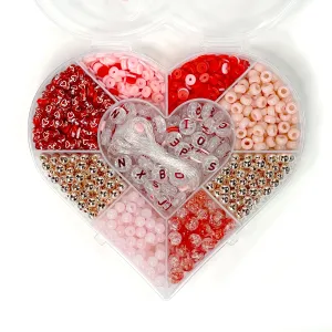 Red & Gold Valentine Heart Box DIY Bead Kit