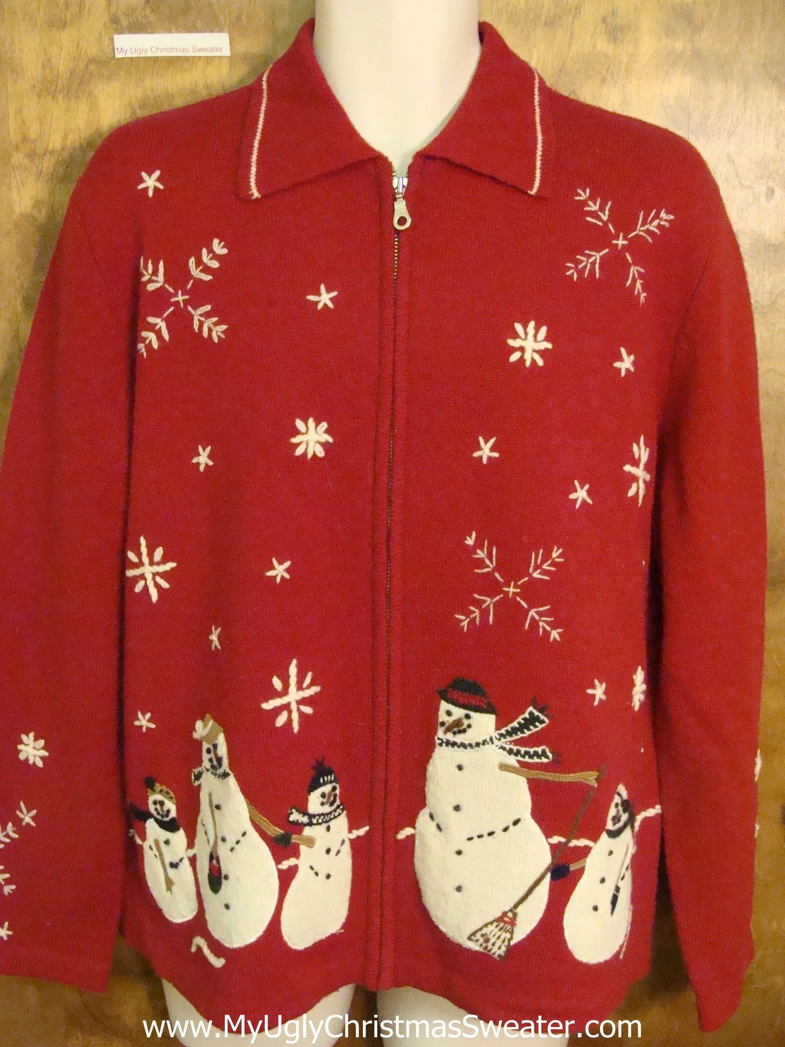 Red and White Snowman Themed Ugly Christmas Jumper