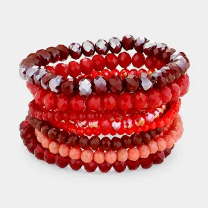 Red Bead Stretch Bracelets