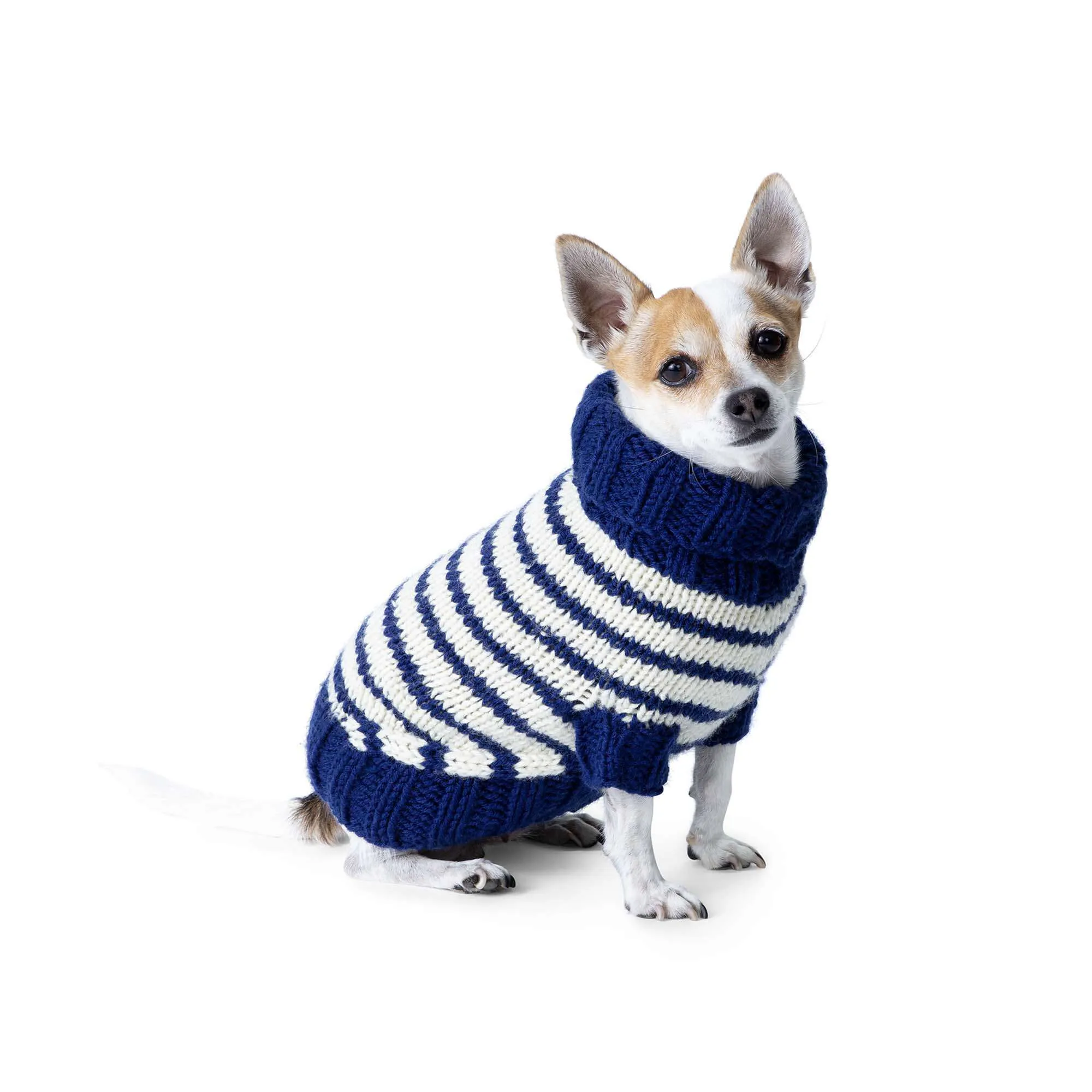 Red Heart Striped Knit Dog Coat