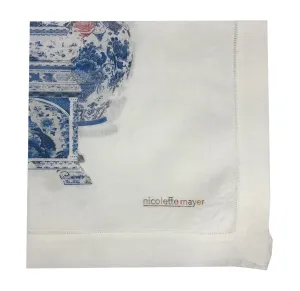 ROYAL DELFT MASTERPIECES TULIPS WHITE 22"X22" Cotton Sateen DINNER NAPKIN, SET OF 4