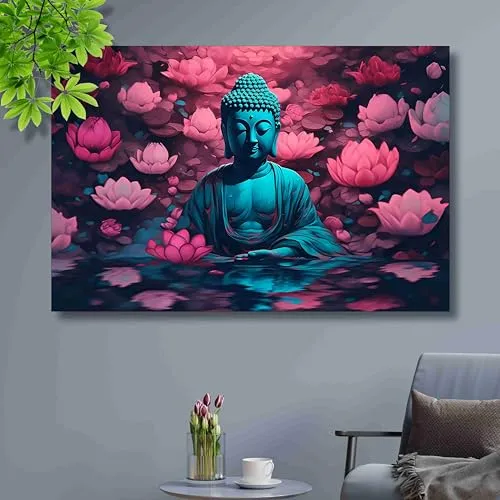 SAF paintings Buddha Painting | buddha paintings for living room | buddha painting for wall decoration | buddha painting canvas 24 inch x 36 inch SANF-CR34