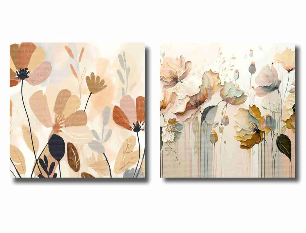 SAF paintings Wooden Framed Canvas Painting ||Set Of 2 Abstract Floral Theme Canvas Wall Art Painting for Home Décor Office||For Bedrom,Living Room Home wall and Office Interior CR-193