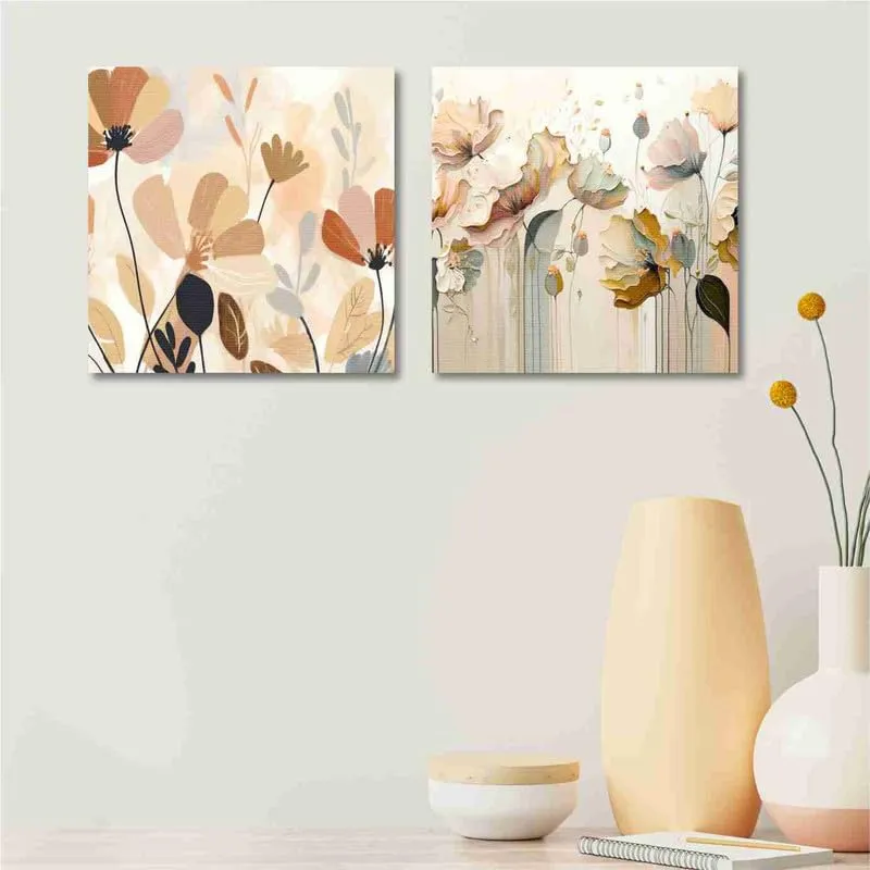 SAF paintings Wooden Framed Canvas Painting ||Set Of 2 Abstract Floral Theme Canvas Wall Art Painting for Home Décor Office||For Bedrom,Living Room Home wall and Office Interior CR-193