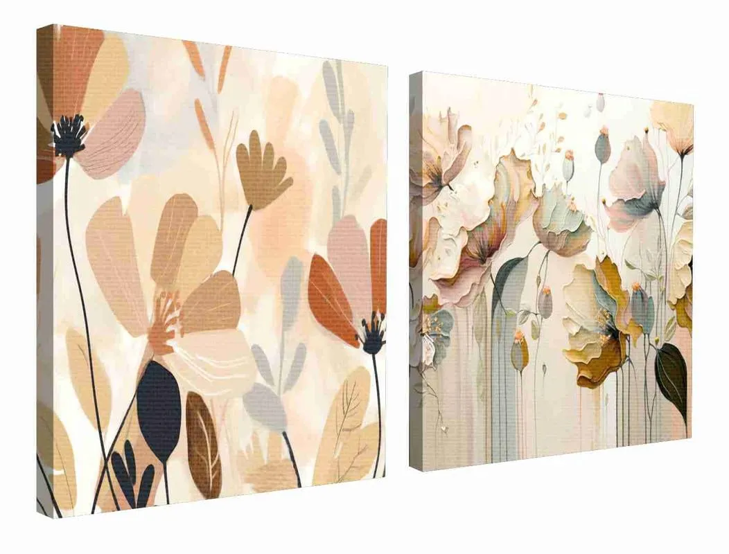 SAF paintings Wooden Framed Canvas Painting ||Set Of 2 Abstract Floral Theme Canvas Wall Art Painting for Home Décor Office||For Bedrom,Living Room Home wall and Office Interior CR-193