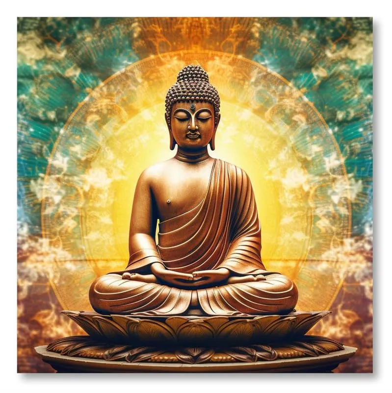 SAF paintings Wooden Framed Lord Buddha Canvas Wall Painting for Home Décor And Office||For Bedroom,Living Room Home wall and Office Interior 24X24Inch and Office CR-245