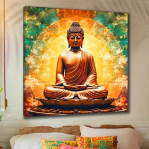 SAF paintings Wooden Framed Lord Buddha Canvas Wall Painting for Home Décor And Office||For Bedroom,Living Room Home wall and Office Interior 24X24Inch and Office CR-245