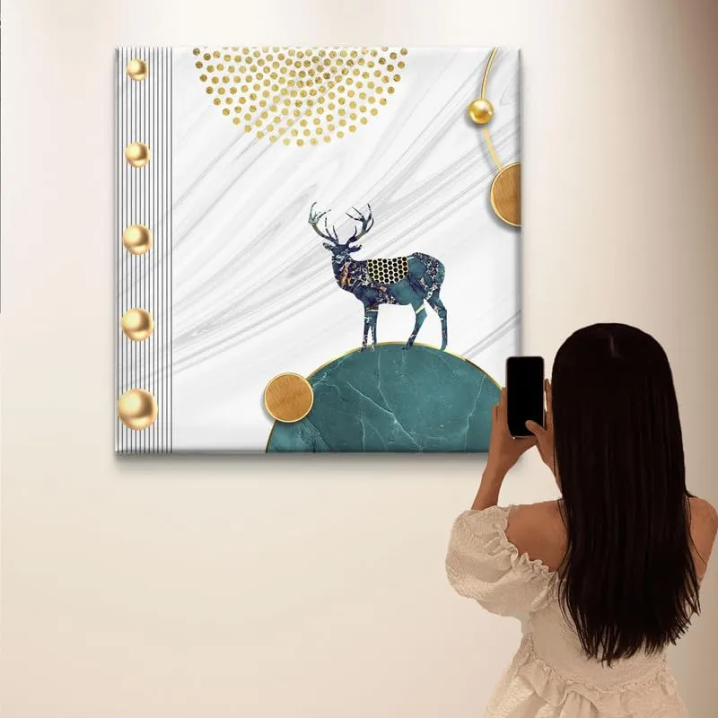 SAF Wooden Framed Wildlife Deer Canvas Wall decor Painting for Home and office || Home décor Painting,Living Room, Bedroom,Office Room Decor - Painting for Wall DecorationCV-38106