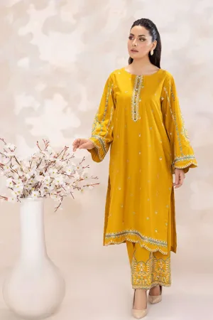 SAFWA - Embroidered - Bright Gold - Lawn - 2 Piece - Stitched