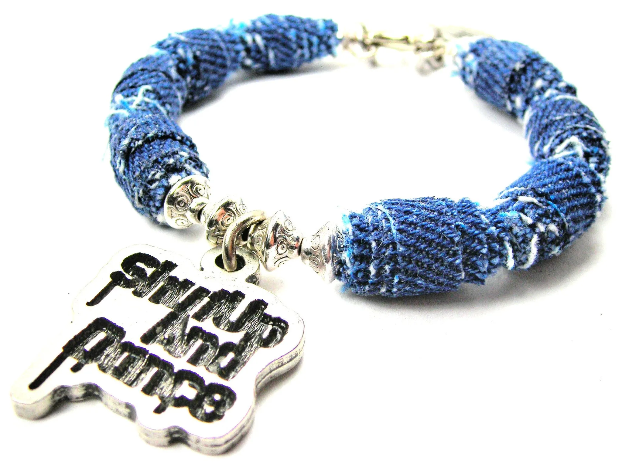 Shut Up And Dance Blue Jean Beaded Toggle Bracelet