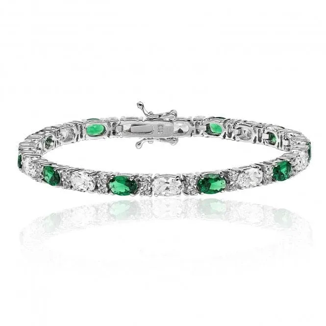 Silver & Co Emerald Oval Bracelet Cubic Zirconia Claws SBG0034EM