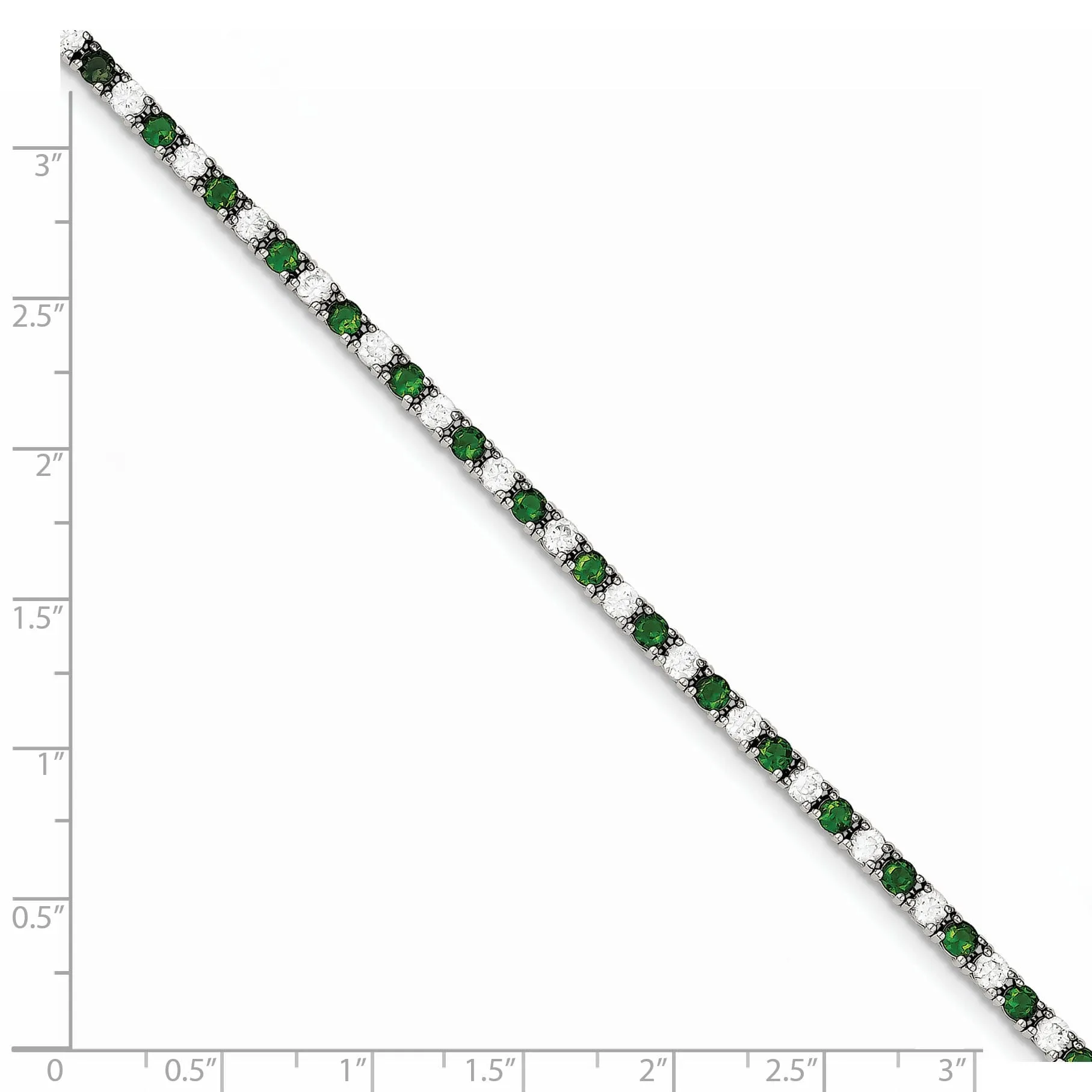 Silver Green and White Cubic Zirconia Bracelet