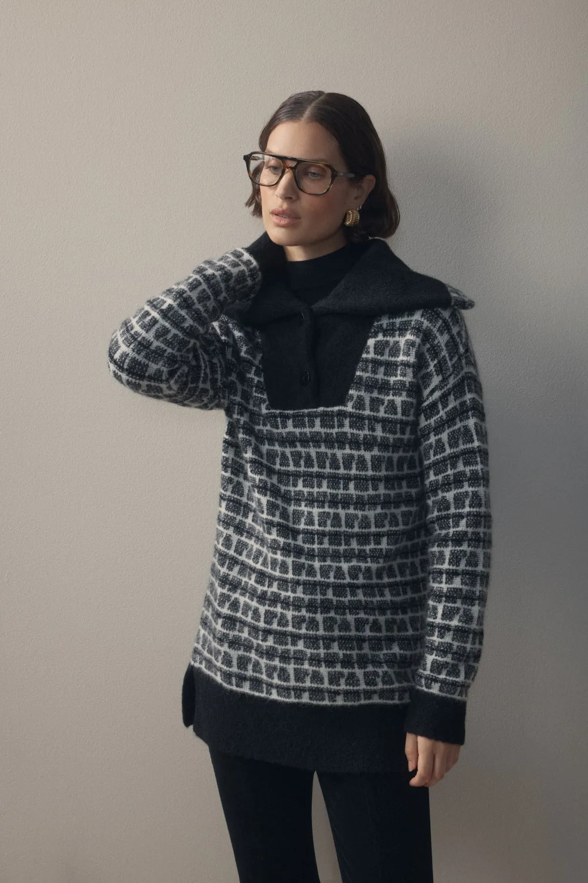 Sinclair Jacquard Jumper - Black Check