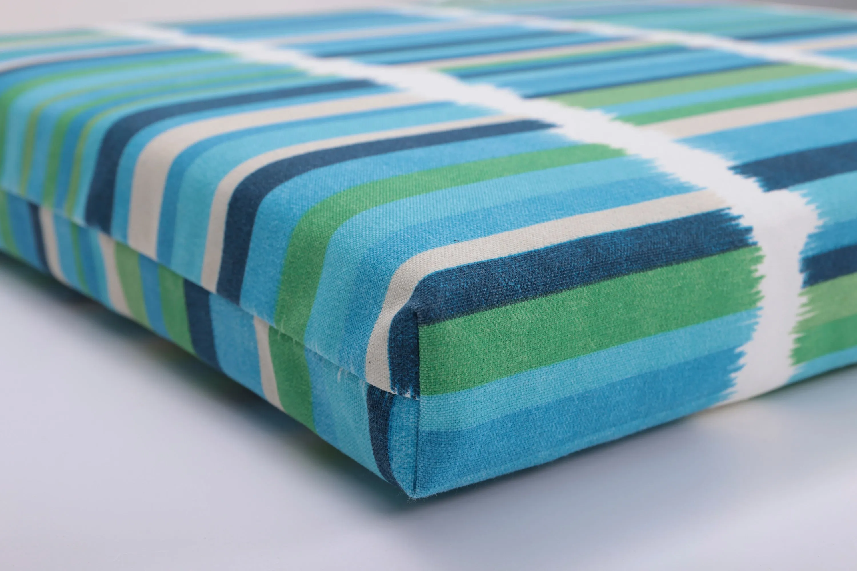 Solar Stripe Azure Squared Corners Seat Cushion (Set of 2)